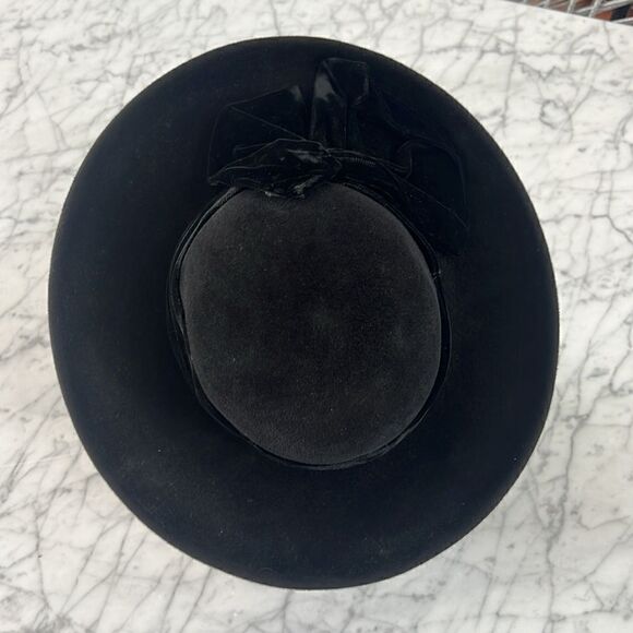 Vintage 90s Plaza Suite By Betmar Women\'s Black Velvet Ribbon Hat Beetlejuice main image 8